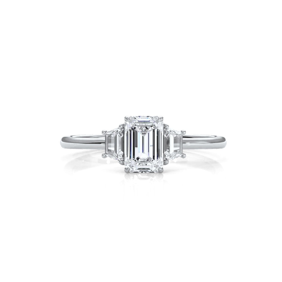 3 Stone Emerald Lab Grown Diamond Engagement Ring 0.84 Ctw.